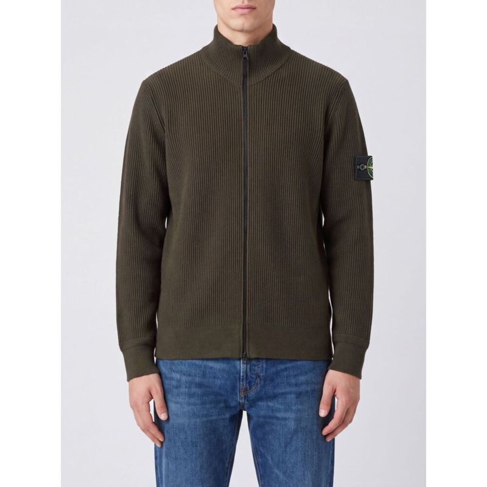Stone Island Men Stone Island Virgin Wool High-Neck Cardigan With Zip Closure